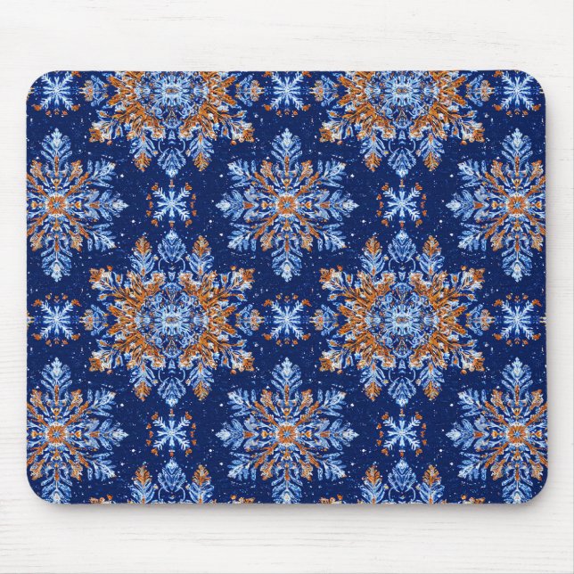 Alfombrilla De Ratón Copo de nieve 3d azul (Frente)