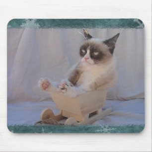 Alfombrilla De Ratón Copo de nieve azul Mousepad del gato gruñón