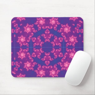 Alfombrilla De Ratón Copo de nieve degradado rosa y azul Kaleidoscopio
