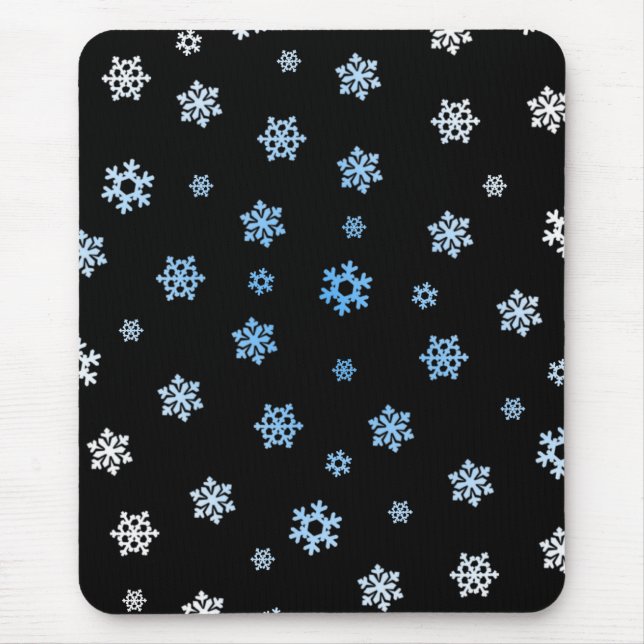 Alfombrilla De Ratón Copos de nieve (azul y blanco) (Frente)