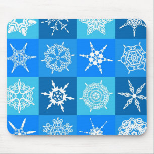 Alfombrilla De Ratón Copos de nieve azules