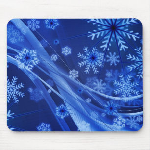 Alfombrilla De Ratón Copos de nieve azules