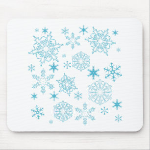 Alfombrilla De Ratón copos de nieve azules