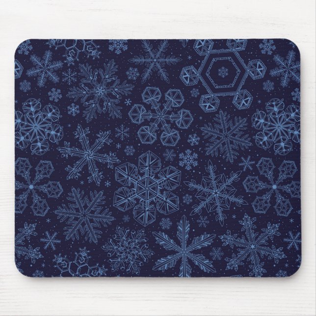 Alfombrilla De Ratón Copos de nieve azules (Frente)