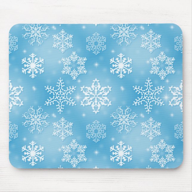 Alfombrilla De Ratón Copos De Nieve En Aqua (Frente)