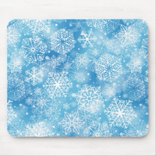 Alfombrilla De Ratón Copos de nieve en azul