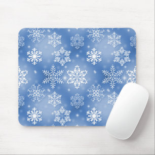 Alfombrilla De Ratón Copos De Nieve En Azul Invierno