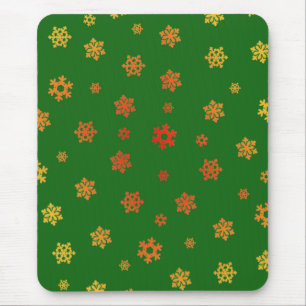 Alfombrilla De Ratón Copos de nieve (rojo y oro) [patrón de Navidades]
