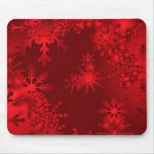Alfombrilla De Ratón Copos de nieve rojos