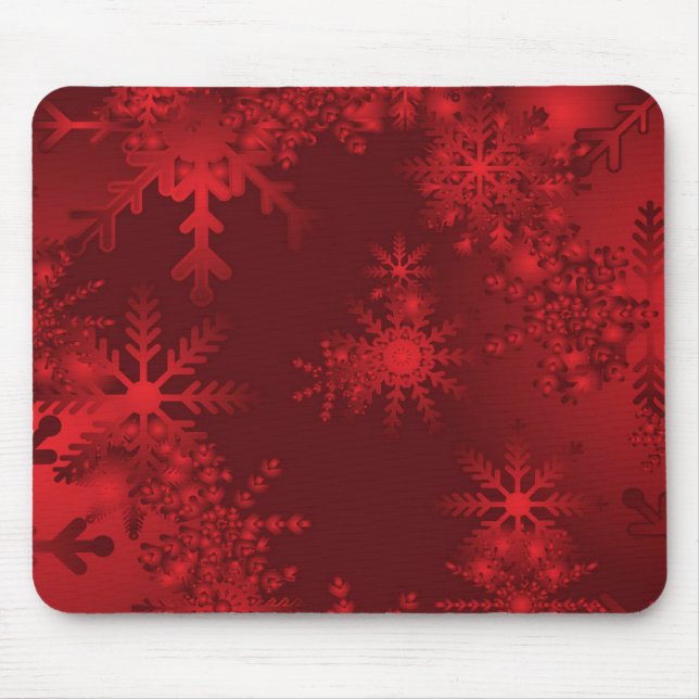 Alfombrilla De Ratón Copos de nieve rojos (Frente)