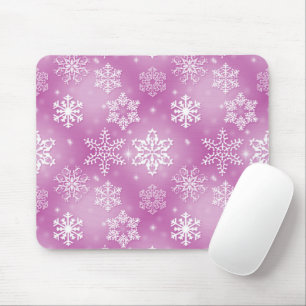 Alfombrilla De Ratón Copos De Nieve Sobre Rosa