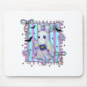 Alfombrilla De Ratón Coqueta colorida perrito Bow Ghost Boo Chica Spook