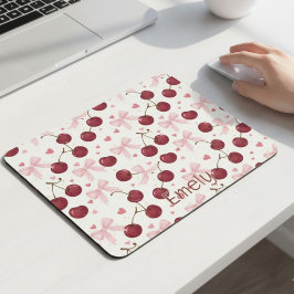 Alfombrilla De Ratón Coquette Aesthetic Mouse Pad Cherry Red Bows 
