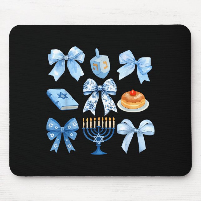 Alfombrilla De Ratón Coquette Bow Hanukkah Chanukah Pajama Latke Jewish (Frente)