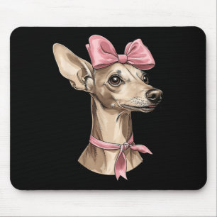 Alfombrilla De Ratón Coquette Bow Italiano Greyhound Dog Mom Pink Ribbo