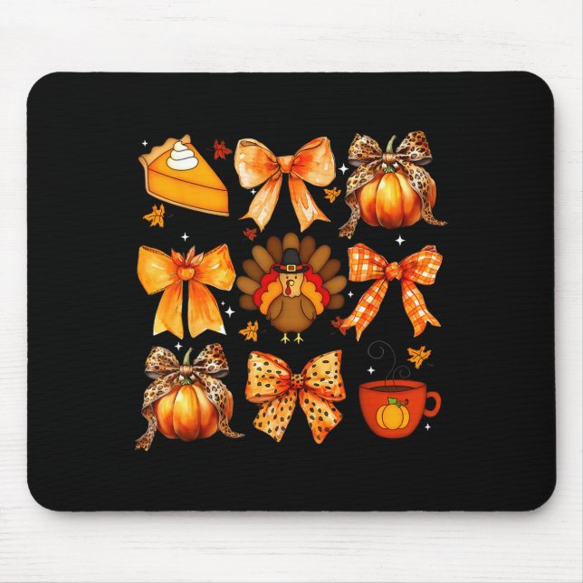 Alfombrilla De Ratón Coquette Bow Pumpkin Season Thanksgiving Autumn Fa (Frente)