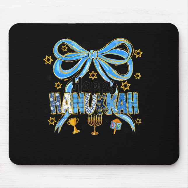 Alfombrilla De Ratón Coquette Hanukkah Bow Jewish Bow Menorah Bow Women (Frente)