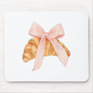Alfombrilla De Ratón Coquette Pink Bow Croissant Cute Baking Baker Past