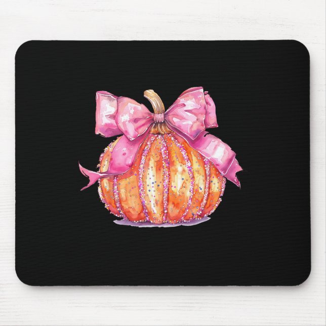 Alfombrilla De Ratón Coquette Pumpkin Bow Disco Ball Cute Girly Hallowe (Frente)