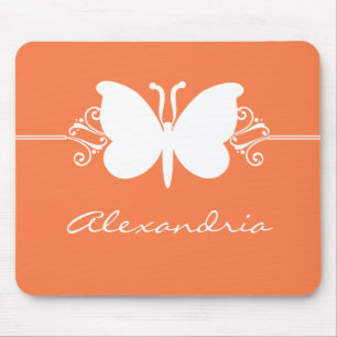Alfombrilla De Ratón Coral Butterfly Swirls Mousepad