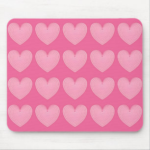 Alfombrilla De Ratón Coral, corazones rosados, fondo rosado más profund