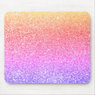 Alfombrilla De Ratón Coral Dorado Rosa Purpura Brillante Arcoíris Brill