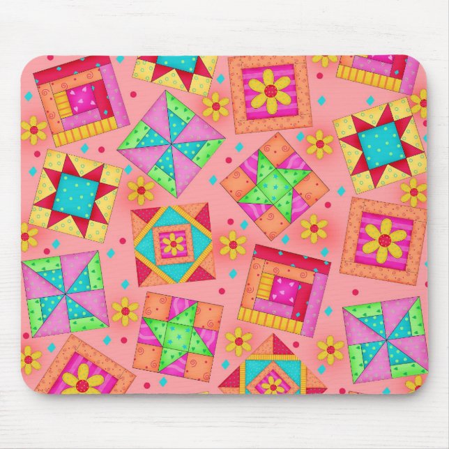Alfombrilla De Ratón Coral Patchwork bloquea Mousepad (Frente)