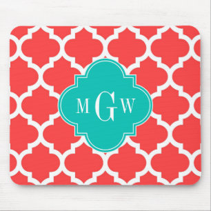Alfombrilla De Ratón Coral Red Whats Marruecos #5 Verde azulado 3 Monog