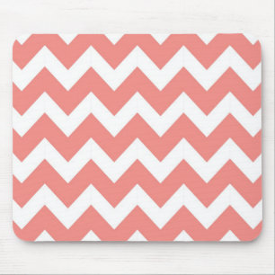Alfombrilla De Ratón Coral y Chevron Blanco