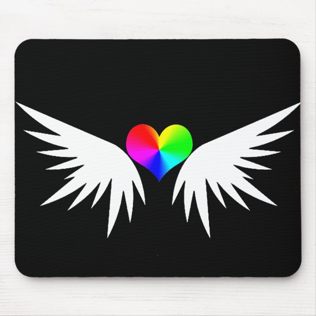 Alfombrilla De Ratón corazón alado blanco (Frente)
