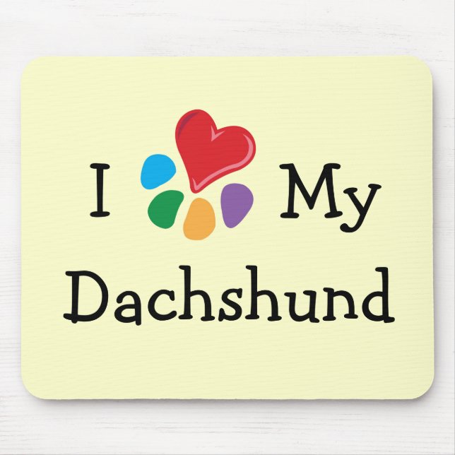 Alfombrilla De Ratón Corazón animal de Lover_I mi Dachshund (Frente)