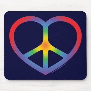 Alfombrilla De Ratón Corazón arcoiris, amor, signo de paz