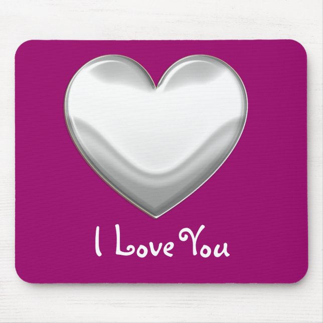Alfombrilla De Ratón Corazón Blanco - Te Amo Mousepad (Frente)
