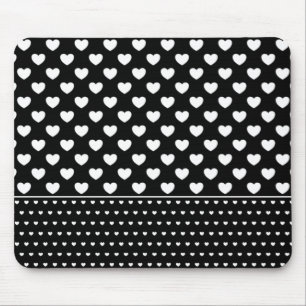 Alfombrilla De Ratón Corazón Blanco Y Negro Elegante