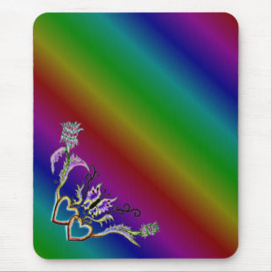 Alfombrilla De Ratón Corazón con flor y mariposa