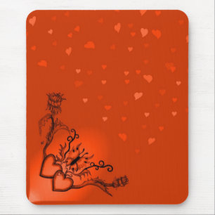 Alfombrilla De Ratón Corazón con flor y mariposa