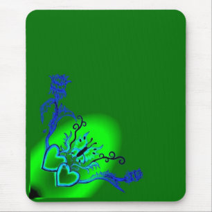 Alfombrilla De Ratón Corazón con flor y mariposa