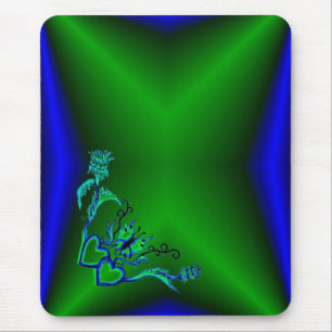 Alfombrilla De Ratón Corazón con flor y mariposa