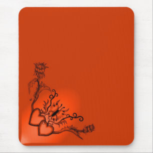 Alfombrilla De Ratón Corazón con flor y mariposa