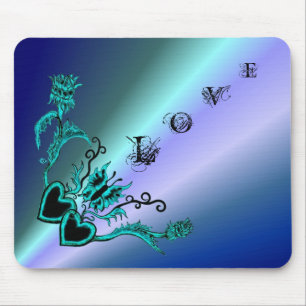 Alfombrilla De Ratón Corazón con flor y mariposa , AMOR