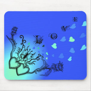 Alfombrilla De Ratón Corazón con flor y mariposa , AMOR