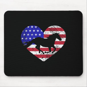 Alfombrilla De Ratón Corazón De Bandera Americana De Caballo Retro 4 De
