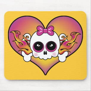 Alfombrilla De Ratón Corazón de calavera suave