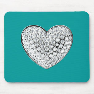 Alfombrilla De Ratón Corazón de Diamante - verde azulado bg