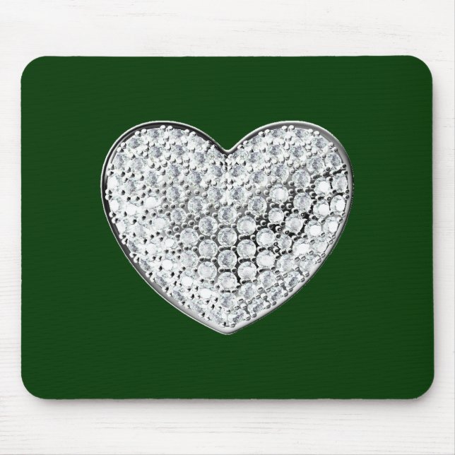 Alfombrilla De Ratón Corazón de Diamante - verde bg (Frente)