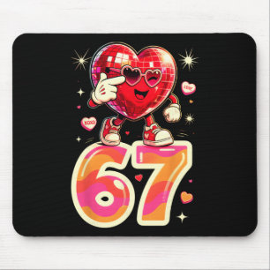 Alfombrilla De Ratón Corazón de Disco Seis Siete 67 Meme Día de San Val