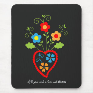 Alfombrilla De Ratón Corazón de floración de los portugueses populares