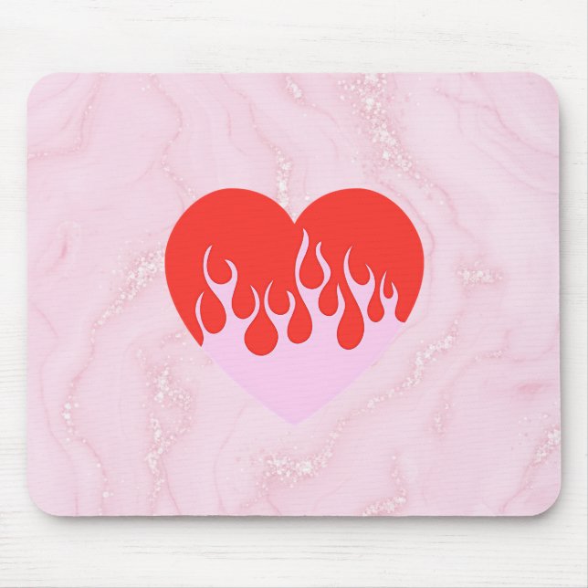 Alfombrilla De Ratón Corazón de Fuego (Frente)