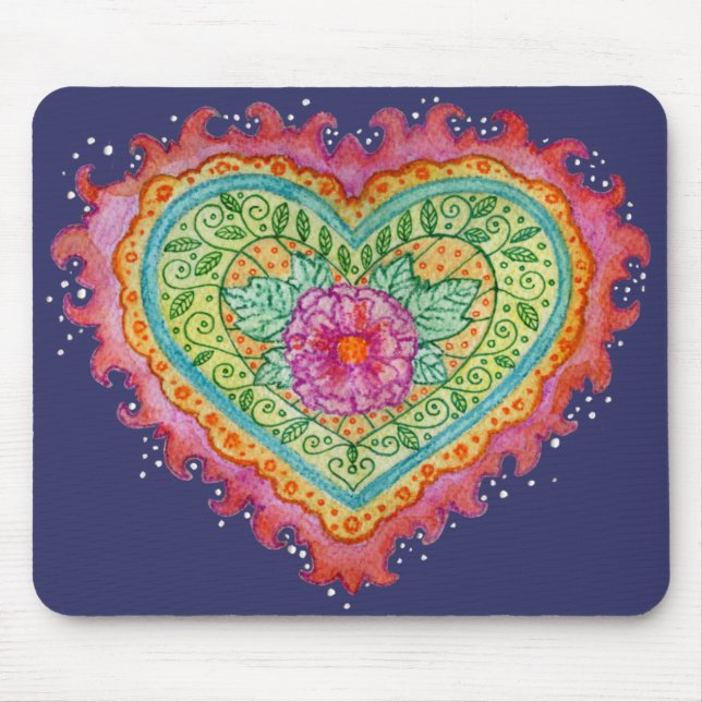 Alfombrilla De Ratón Corazón de las llamas Mousepad (Frente)