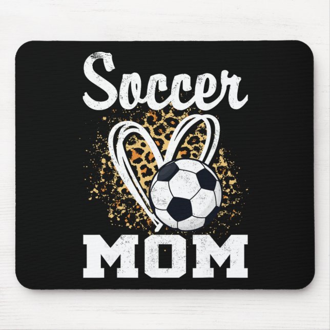 Alfombrilla De Ratón Corazón de leopardo de mamá de fútbol  (Frente)
